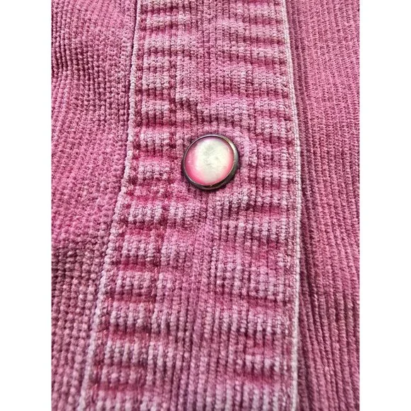 VTG Eddie Bauer Pink Corduroy Pearl Snap Button Down Shirt Women’s Large - Picture 6 of 16